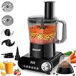 Robot de cuisine & Éminceur, 2.5 L Food Processor 1500 W avec grand tube d'alimentation – Créage de glace, Mouture, Presse-citron, Râpage, Coupe & Pâtisserie, Noir
