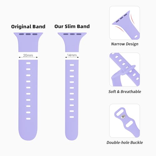 Image of Thin Silicone Band Compatible with Apple Watch 41mm 38mm 40mm 46mm 45mm 42mm 44mm, Slim Narrow Replacement Sport Strap Wristband for iWatch Series 11 10 9 8 7 6 5 4 SE Ultra 3 2 1 Women Men