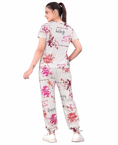 Image of Women's Printed Polyester Tracksuit Set, Lightweight Stretchable Tracksuit Suit and Gym Outfit with Side Pockets