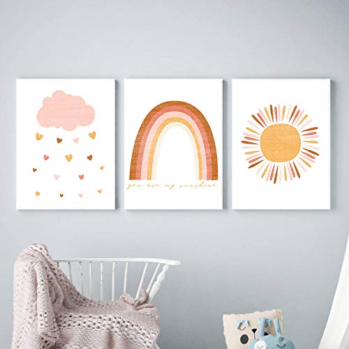 Affiches toile arc-en-ciel pépinière et affiche murale enfants pour décoration chambre nordique