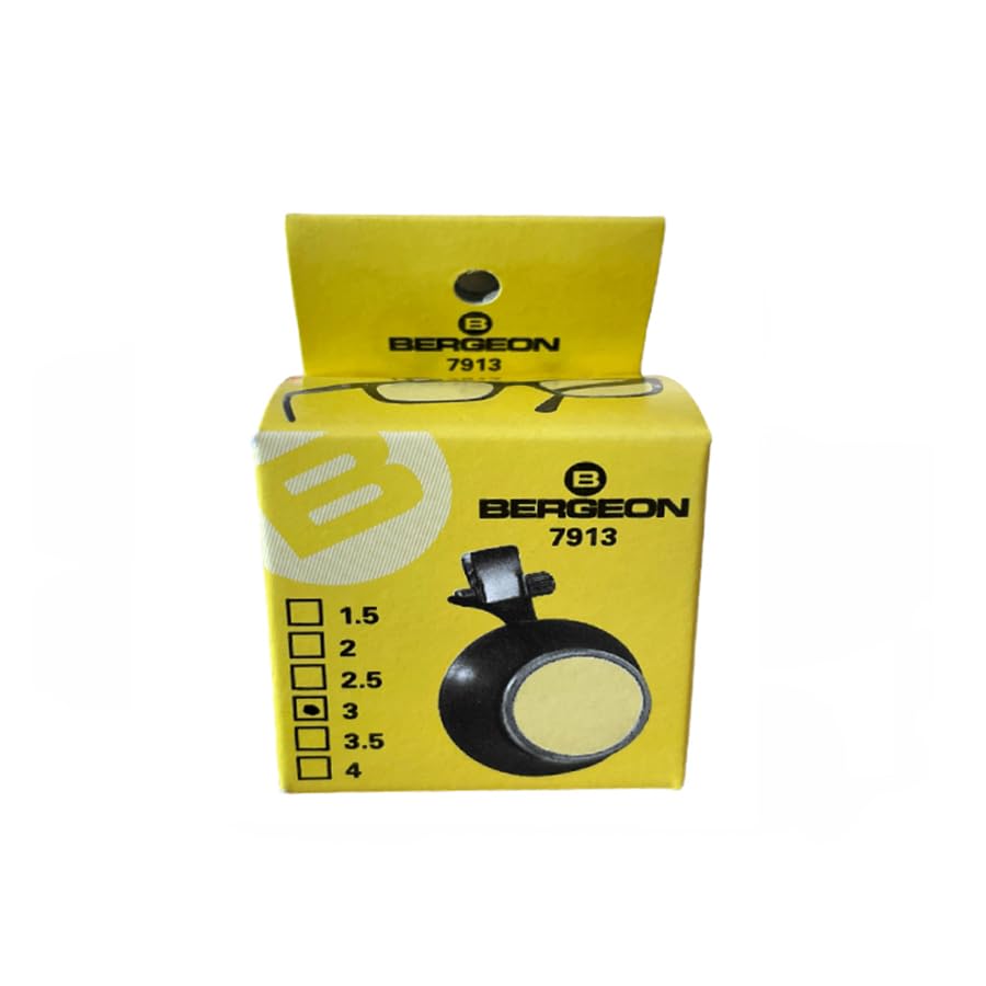 Bergeon 7913-3 Brillen-Uhrmacherlupe mit Clip, 3,3-fach-Uhrenwerkzeug, Schwarz, Modern
