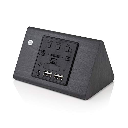 Oct17 Wooden Wood Clock, New Version Led Alarm Digital Desk Clock Adjustable Brightness, Alarm Time, Displays Time Date Temperature - Black #TOP5