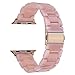 V-MORO Resin Strap Compatible with Apple Watch Band Series 7/6 45mm 44mm Women with Rose Gold Stainless Steel Buckle Fashion Replacement for iWatch Series SE/5/4/3/2/1 Pink 42mm 44mm 45mm