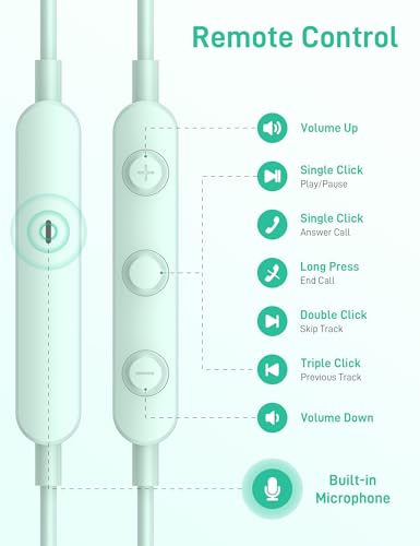 Image of iMangoo for Apple MFi-Certified Headphones for Lightning Wired Earbuds Magnetic Ear Buds with HiFi Bass,3 Ear Tips Mic Corded Earphones for Gym, Commuting for iPhone 14 Plus 13 12 11 Pro Max Mint