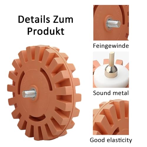 Folienradierer, Aufkleber Radiergummi Set, Folienradierer mit Adapter, Radierscheibe, Radierer Aufkleber Entferner, Schaber Kunststoff mit 10 Kunststoffklinge, Für selbstklebende Rückstände auf Autos