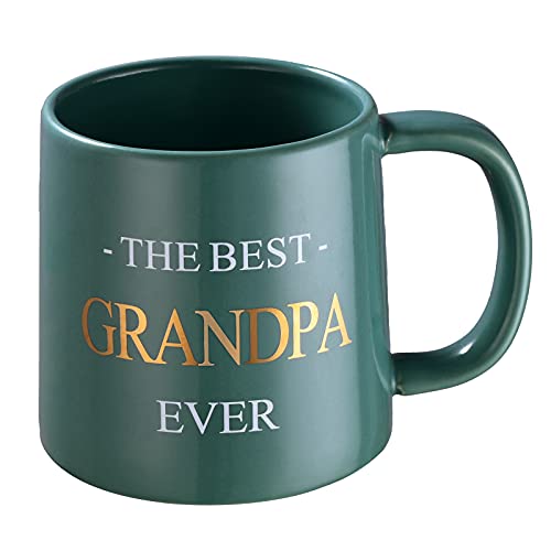 Miicol 16 oz Ceramic Flat Bottom Coffee Mug Gifting for the World's Best Grandpa Ever, Cyan