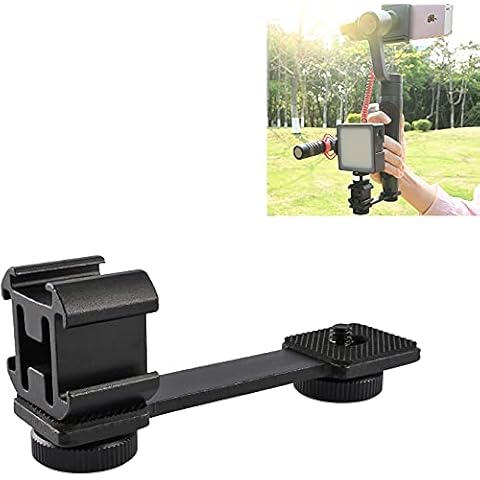 YC Onion Triple Cold Shoe Gimbal Vlog Microphone Flash Light Stand Extension Bracket ,Cold Shoe Mount Plate Compatible for OSMO Mobile 2/Zhiyun Smooth 4/Feiyu Vimble 2 /Gimbal Stabilizer Cover