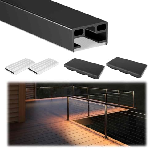 Muzata Upgraded 6'6' Black Aluminum LED Cable Railing Handrail HL12 BPA