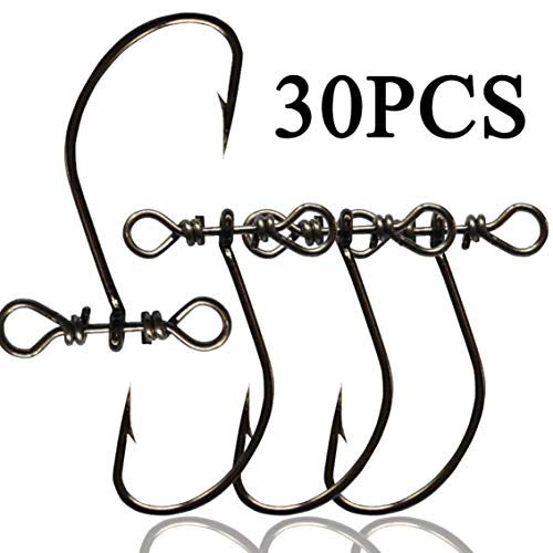 NORTH BAY 30pcs/Box Drop Shot Fishing Hooks, with Drop Shot Rig and Swivel