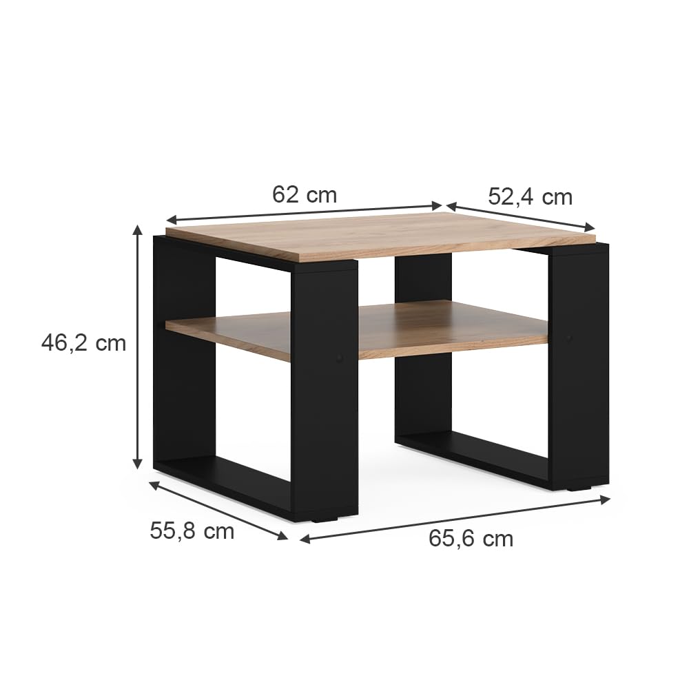 Vicco Tavolino da salotto Helm, Rovere dorato, 65.6 x 55.8 cm con ripiano, adatto per riporre riviste e telecomandi