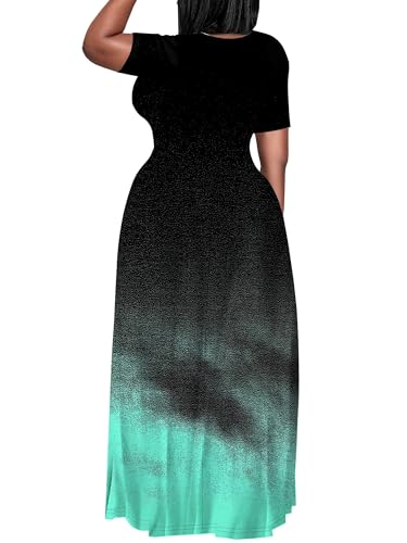 Image of SUZONANA Plus Size Dresses for Women Summer Casual Maxi Dress Short Sleeve Loose Vacation Dress
