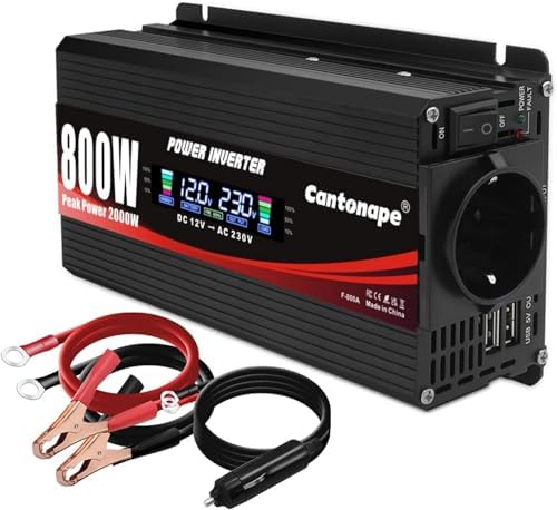 800w/2000w Inversor de Corriente Coche Onda modificada 12v a 220v...