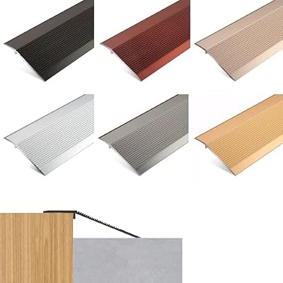 UGAILL Floor Transition Threshold Strip, Entry Threshold Ramp Aluminum, 36'' Thresholds Reducer for Doorways Wheelchair Tile Wood Floors, Bridge The Height Between 0.4-1.57 Inch(Color:Silver)
