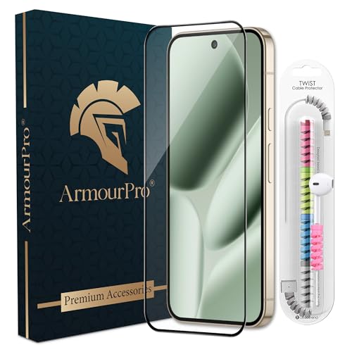 Image of ArmourPro Military-Grade Tempered Glass for Google Pixel 10 Pro XL - 9H Anti Scratch, Edge-to-Edge Coverage, HD Clarity, Smooth Touch, Case Friendly, Easy Installation Kit with Cable Protector