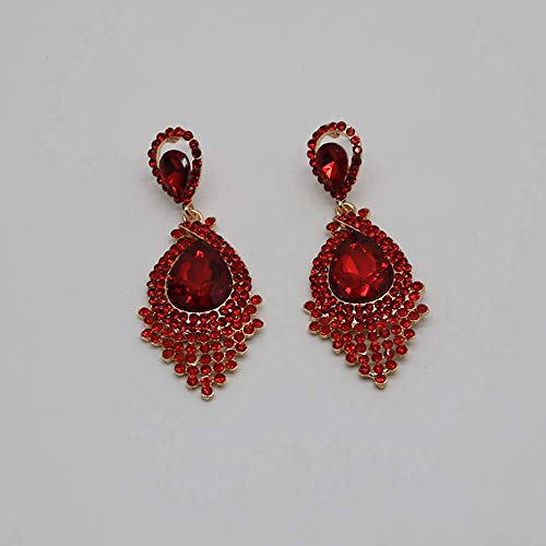 Long Full Red Rhinestone Crystal Dangle Chandelier Drop Earrings Fashion Jewelry (Style04) - Image 6