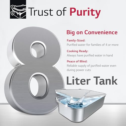 Image of LG RO Water Purifier | 8L Storage Airtight Stainless Steel Tank | Multi Stage Filtration | Wall Mount | Suitable for all Water Sources, WW132NF, Black