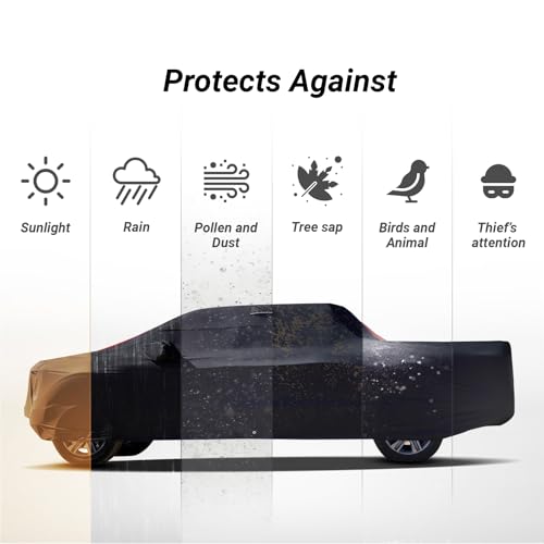 Image of Coverland Custom Truck Cover for 2011-2026 RAM 2500, 3500 Crew Cab, 6.4 ft. Regular Bed, Waterproof & Wind Protection, All Weather Covers for UV, Rain, Snow Protector, Stripe(Black /Red)