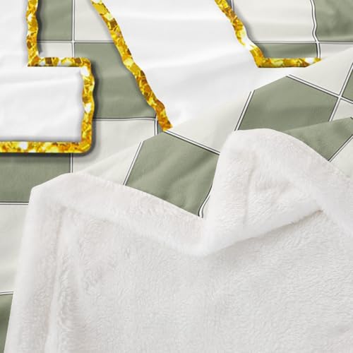 Image of Erosebridal Sage Green Checkered Sherpa Blanket Plaid Initial R Fuzzy Plush Throw Personalized Monogram Fleece Blanket for Kids Boys Girls,Fashion Grids Gingham Decor for Bed Couch Twin 60 inchx80 inch