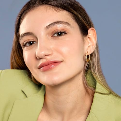 14K Gold Hoop Earrings for Women Small Gold Hoop Earrings 14K Gold Earrings Rotating Small Ball Design Comfortable Gold Earrings for Women Hoop Earrings Womens Jewelry