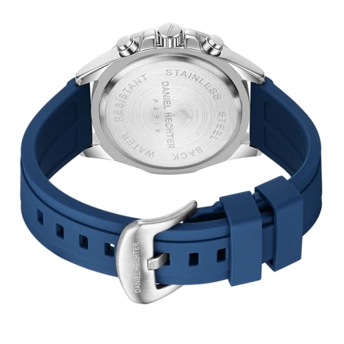 Image of Daniel Hechter Paris Pantheon Collection Pantheon Collection Unique Multifunctional Watch for Men with Textured Round Dial Silicon Strap & Date Indicator-DHM1010