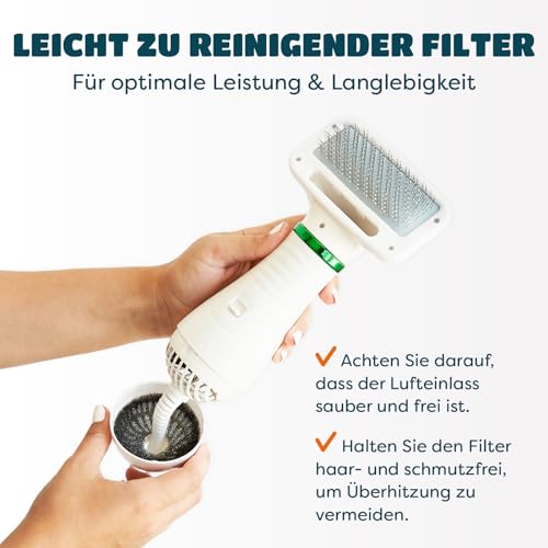 KUUBIA Hundeföhn | 2-in-1 Haartrockner mit Bürste | Hundefön für kleine und mittelgroße Hunde & Katzen | 300W Blower, tragbar, relativ leise, einstellbare Temperatur, Edelstahl-Zupfbürste