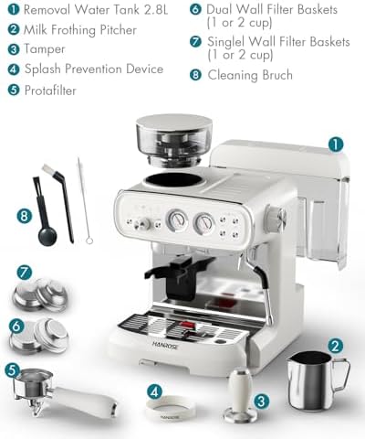 Hanrose 20 Bar Espresso Machine with Grinder – Automatic Coffee Maker for Home