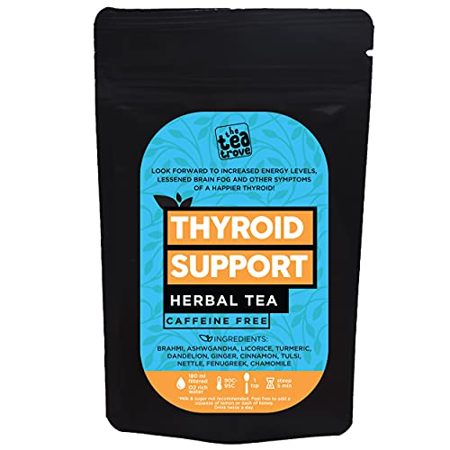 The Tea Trove Thyroid Tea For hypothyroidism (50g) Organic Tea for Thyroid Health, Includes Ashwagandha Dandelion, Brahmi, Chamomile & Nettle, Improve Your Metabolism, Energy, Focus & Thyroid Function The Tea Trove Thyroid Tea For hypothyroidism (50g) Organic Tea for Thyroid Health, Includes Ashwagandha Dandelion, Brahmi, Chamomile & Nettle, Improve Your Metabolism, Energy, Focus & Thyroid Function