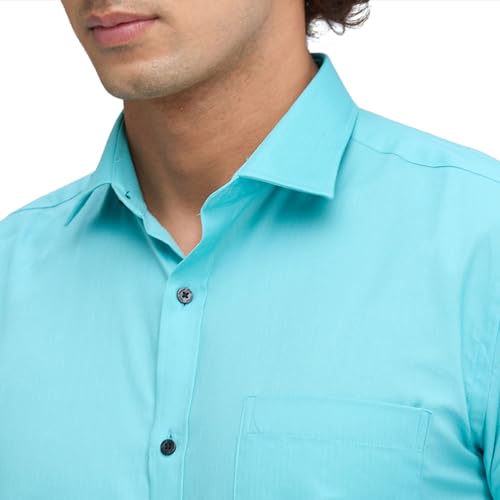 Image of Park Avenue Men Pure Cotton Slim Fit Structure Pattern Semi Cutaway Collar Formal Shirt