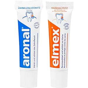 aronal en elmex Mini dubbele bescherming tandpasta, verpakking van 6 (6 x 24 ml)