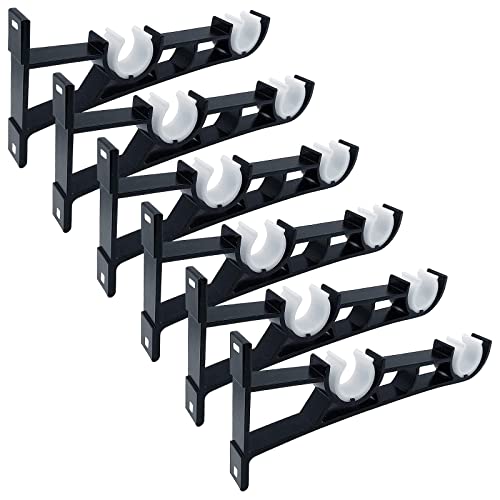 Lot de 6 supports de tringle à rideaux doubles robustes de 2,5 cm, noir