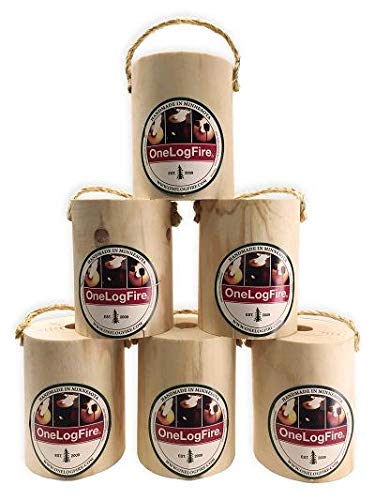 One Log Fire Campfire Log 6-Pack Mini, Firewood Log with