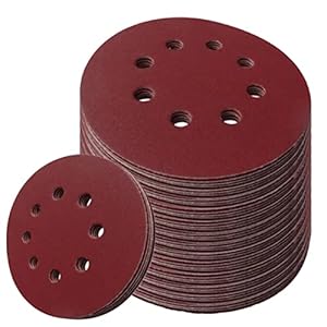 125mm sanding discs pads 100PCS，Orbital Sander Discs Hook and Loop，60/80/100/120/150/180/240/320/400/600 Sanding Pads…