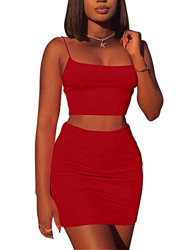 red two piece bodycon dress Kaximil Women's Sexy Sets Mini Dresses, X-Small, Material:Silk Bland or amp up the Bridal Separates PLP Agua Bendita: Indie Mini