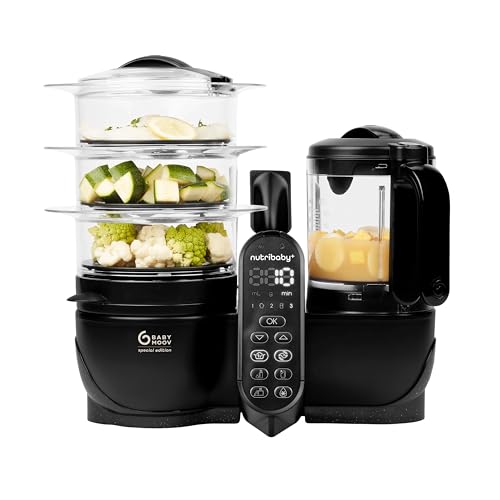 Image of Babymoov Duo Meal Station XL, 6 in 1 Food Processor with Steamer, Multi-Speed Blender, Warmer, Defroster & Sterilizer (Nutritionist Approved), Black