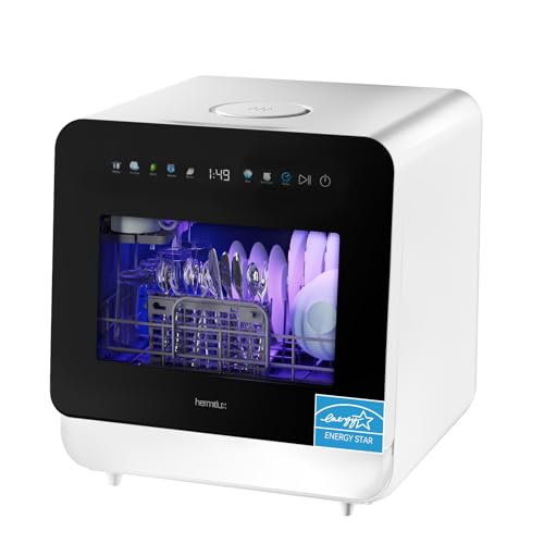Image of Hermitlux Countertop Dishwasher, Energy Star Portable Dishwashers Mini with 5 Place Settings, 8 Washing Programs & Color Screen, 5-Liter Built-in Water Tank for Apartments & RVs, No Hookup Needed