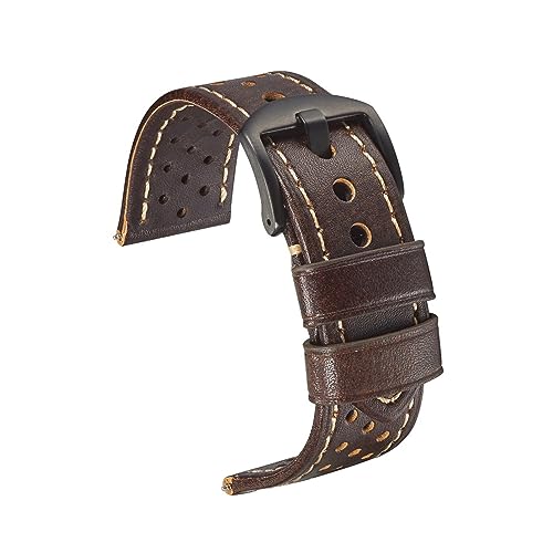Correa de reloj cuero 23mm transpirable y elegante para hombre Genérico 2