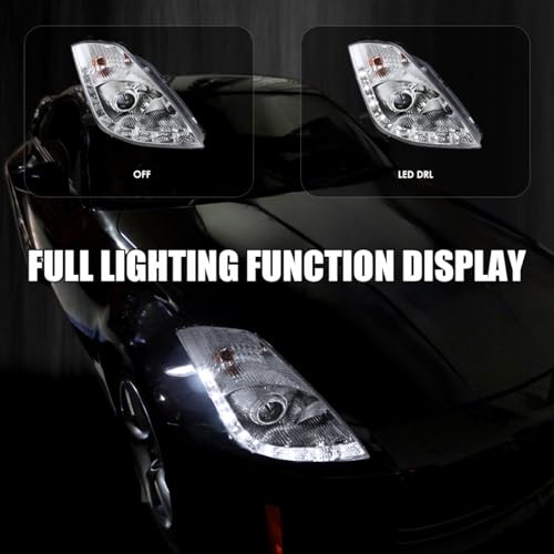 SPEC-D TUNING LED Signal Chrome Projector Headlights Compatible with 2006-2009 Nissan 350Z with Factory HID Headlight, Left + Right Pair Headlamps Assembly - Image 3