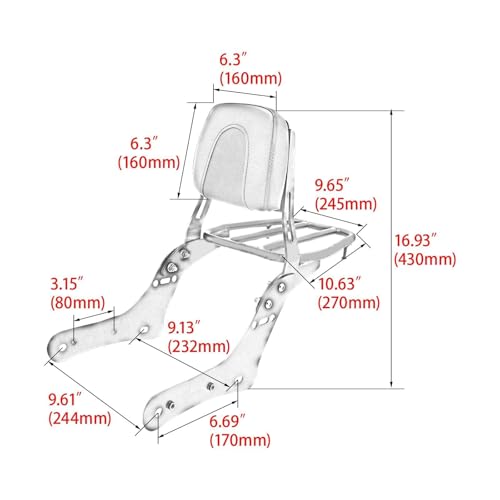 Sissy bar Kawasaki Vulcan 650 S dossier passager amovible avec porte-bagages moto