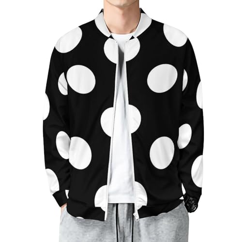 Big Polka Dot Pattern Lightweight Bomber Jacket Men Golf Fashion Coat Track Jackets Casual Windbreaker Shirt