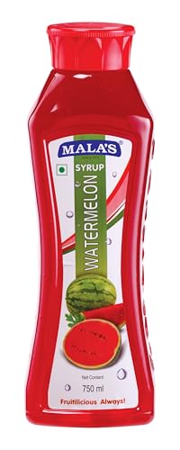 Image of Mala's Watermelon Syrup, 750Ml Bottle | Mixer for Fruit Shakes, Falooda, Mocktails, Cocktails, Drinks, Juices, Beverages, Sharbat, Sorbets