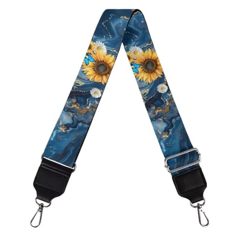 Image of Coldinair Blue Marble Purse Straps Sunflower Daisy Replacement Crossbody Bag Strap Adjustable Wide Guitar Straps for Handbags Luggage Strap