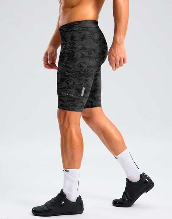 Bikewa Men's Bike Shorts 4D Padded Cycling Shorts for Men Road Riding Biking Bicycle Zipper Pockets(Camo Black,L) by Bikewa - Image 3