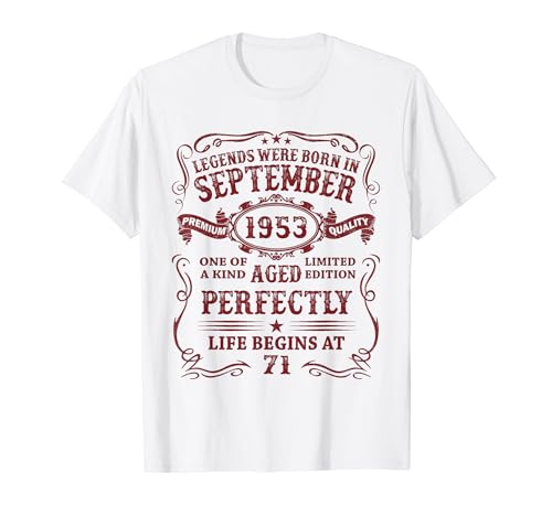 Original 1953 71 Años Las Leyendas Nacen En Septiembre 1953 Camiseta