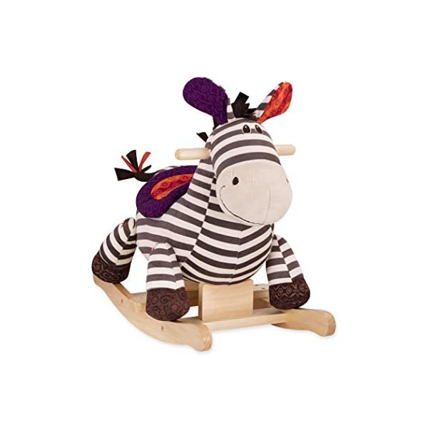 B. toys Schaukelpferd Zebra gestreift aus weichem Plüsch und hochwertigem Holz, Schaukeltier zum Draufsitzen für Kinder… – Bild 5