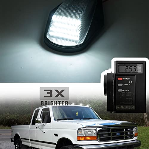 5Pcs Led Cab Marker Roof Running Lights Replacement For 1984-1997 F150 F250 F350 F Series Pickup Trucks Xenon White Led Cab Lamps Assembly Clear Lens Cover Oem Fit Top Clearance Marker Light Kit #TOP2