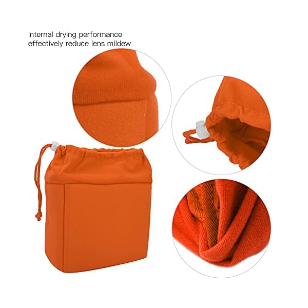 VBESTLIFE Kamerabeutel,DSLR Kamera Objektiv Einsatz Kamerabeutel mit Drawstring, Kameratasche für DSLR-Kamera und Objektiv.20x18x10cm(Orange) – Bild 7
