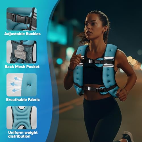 Image of Weighted Vest, 6lb /8lb /12lb /16lb /20lb /25lb /30lb Weight Vest with Reflective Stripe, for Men Women Workout Equipment for Strength Training, Running, Jogging, Fitness, Weight Loss