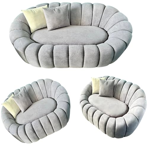 Image of Wooden Carving Sofa Set with Cushion for Living Room