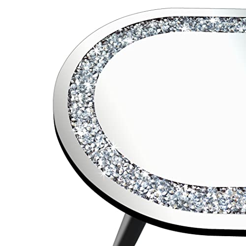 Stylishia Mirrored Coffee Table Oval 32" W X 19" D X 20" Height, Glam Crystal Crushed Diamond Mirror Table Bling Furniture For Living Room #TOP5