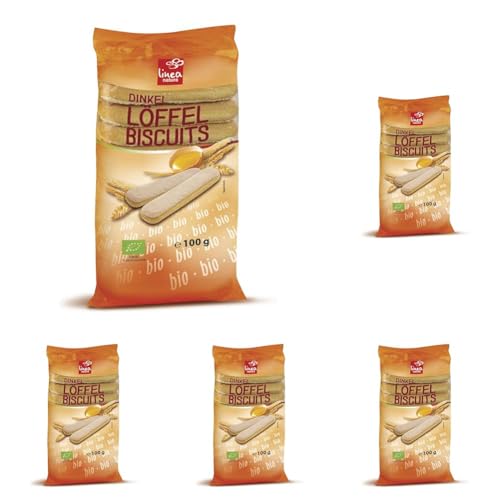 Linea Natura Bio Dinkel Löffelbiscuits, mit 26% Ei Anteil, 100 g (Packung mit 5)